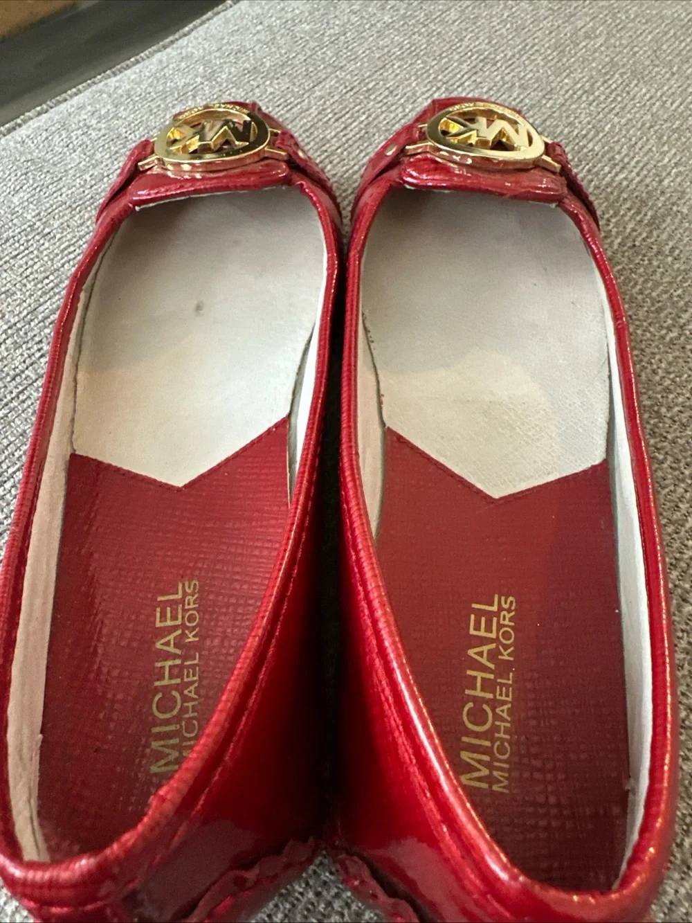 Michael Kors Red Patent MK Logo Slip-On Flats